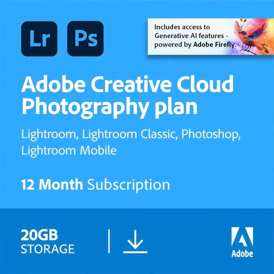 Adobe Creative Cloud Photography plan 20GB Photoshop + Lightroom 1 Year PCMac Download